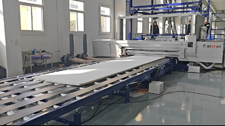 Long PU sponge block horizontal splitting machine with electrical winding and conveyor motion