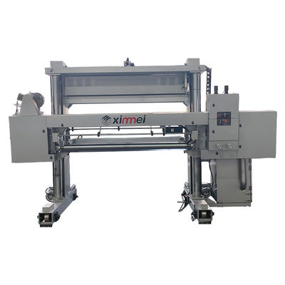 Long Rigid Rectangle Foam Horizontal Splitting Machine Reciprocate Cutting Motion On Rail With Auto Pressure Roller And Winding