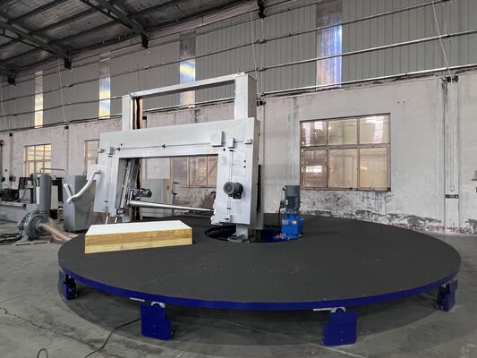 Large Round Worktable Carousel Horizontal Foam Cutter With Pressure Roller For Mass Production